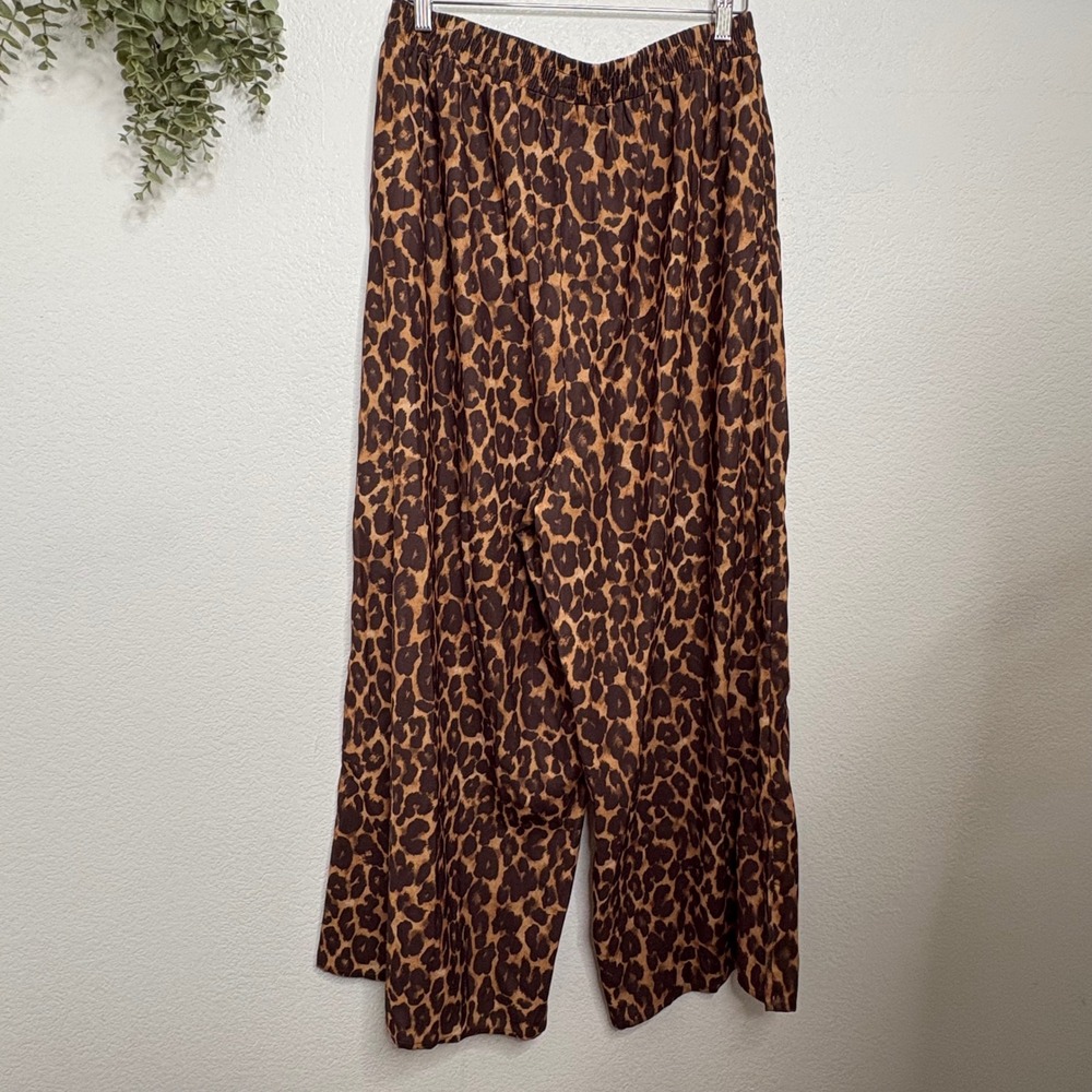 Cider Leopard Print Wide Leg High Waist Pants Brown Black 0XL NWT - Picture 8 of 9